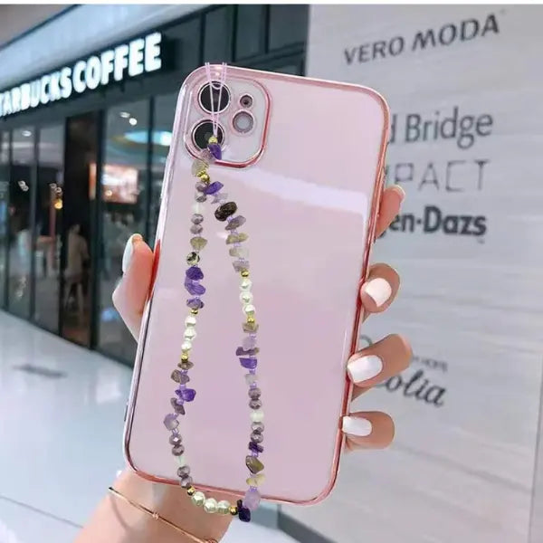 Elegant Beaded Phone Charm Wristlet – Mixed Gemstone, Phone or Bag - Serene Crafts Hub