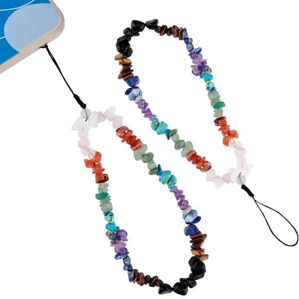 Crystal Beaded Phone Charm Wristlet – Colorful Natural Gemstone Bead Strap for Phone, Wristlet Keychain or Bag Accessory - Serene Crafts Hub