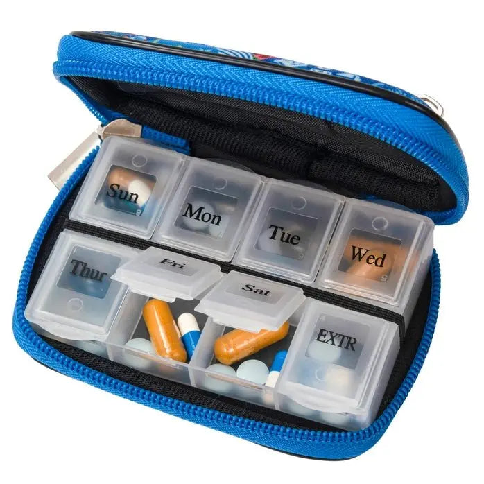 Cute, Compact Pill Case - 7 - Day Travel Medicine Organizer: Tie Dye - Serene Crafts Hub