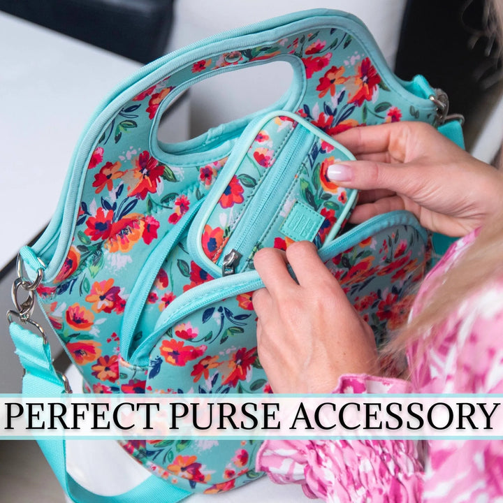 Cute, Floral, Compact Pill Case - Weekly 7 - Day Medicine Organizer: Teal Floral - Serene Crafts Hub