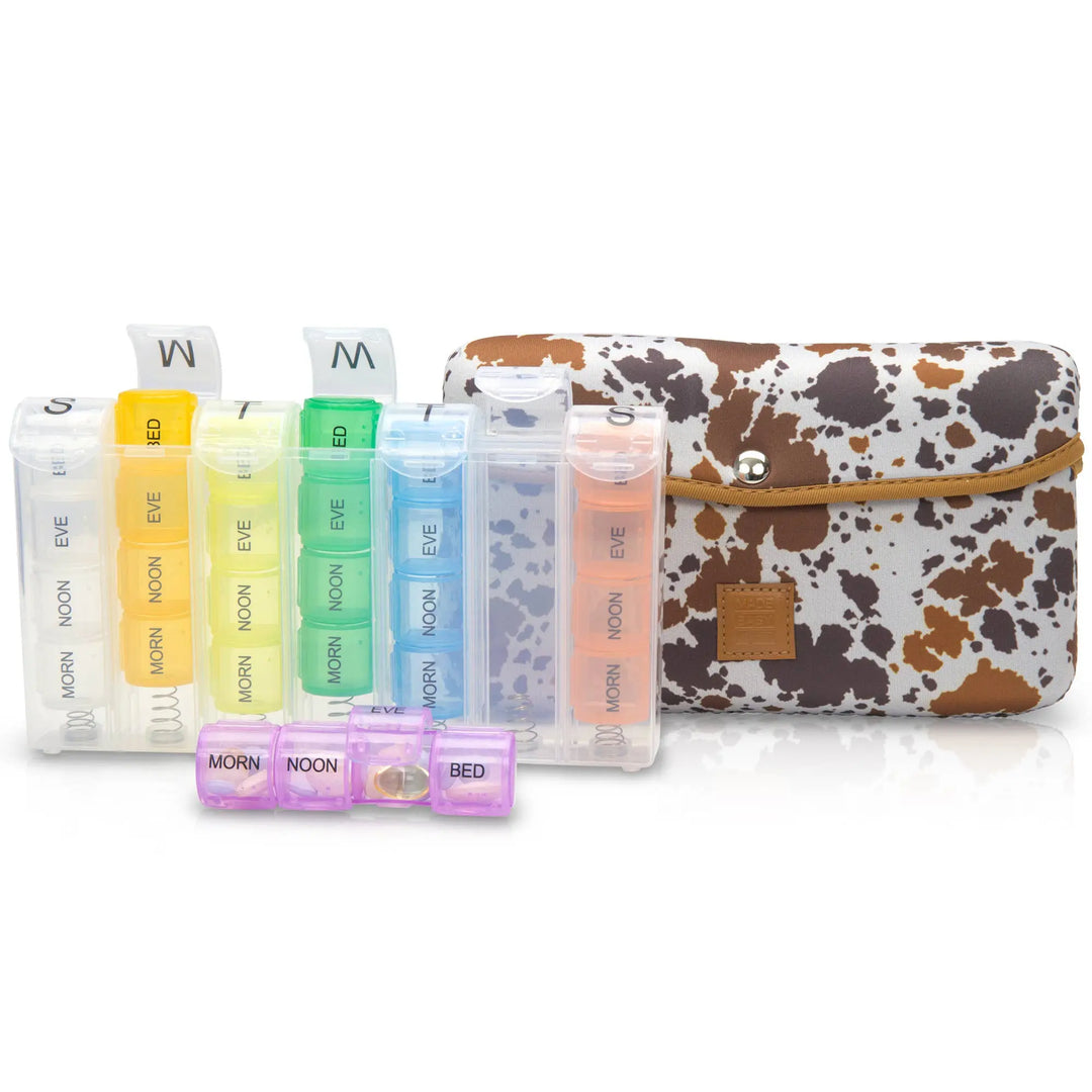 Cute Pill Case Large 7 - Day / 28 Compartments: Brown Woods - Serene Crafts Hub