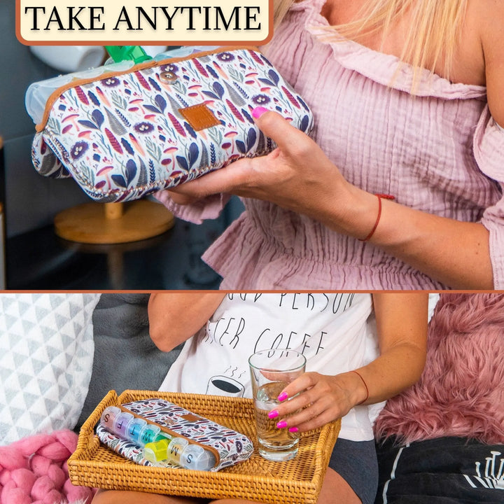 Cute Pill Case Large 7 - Day / 28 Compartments: Brown Woods - Serene Crafts Hub