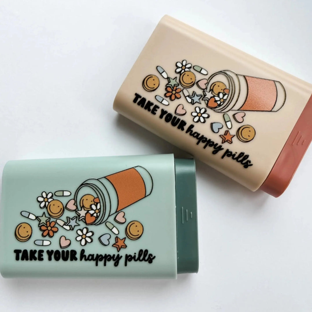Cute Pill case with a funny design for Medications, Supplements, and Vitamins, 6 Compartments - Serene Crafts Hub