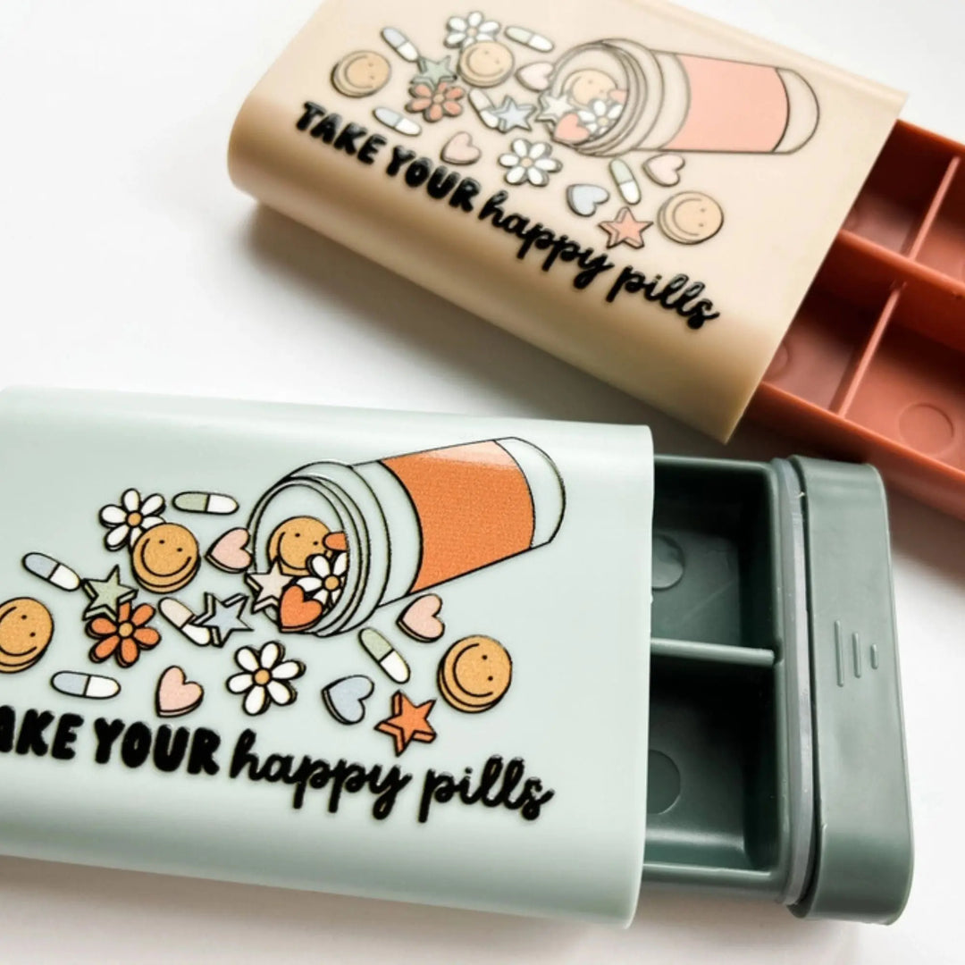 Cute Pill case with a funny design for Medications, Supplements, and Vitamins, 6 Compartments - Serene Crafts Hub