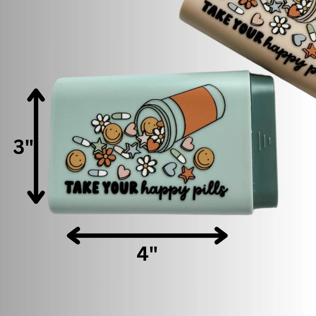Cute Pill case with a funny design for Medications, Supplements, and Vitamins, 6 Compartments - Serene Crafts Hub