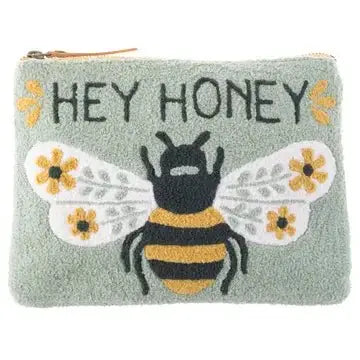 Embroidered Zipper Carry All, Mushroom, Hey Honey, Whatever Retro - Serene Crafts Hub