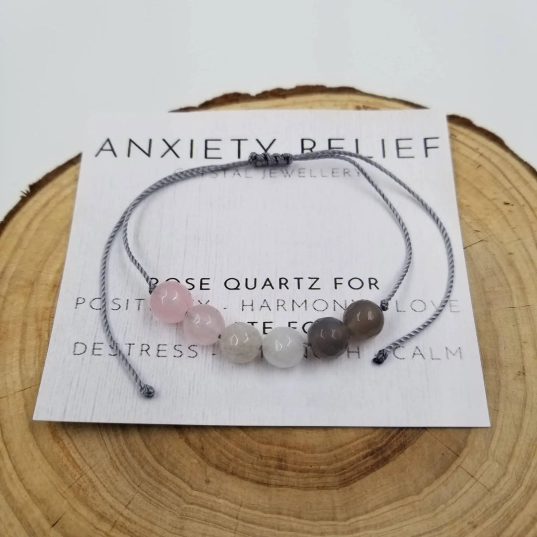 Handmade Anti Anxiety Bracelet with Rose Quartz - Mindfulness & Calming Energy - Serene Crafts Hub