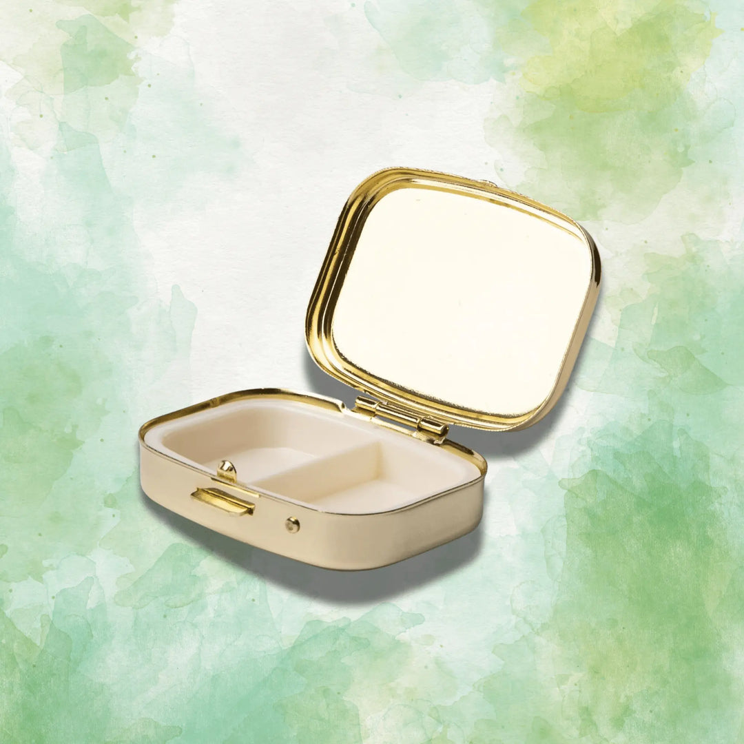 "Happy Pills" Vintage Metal Pill Case with Mirror - Serene Crafts Hub
