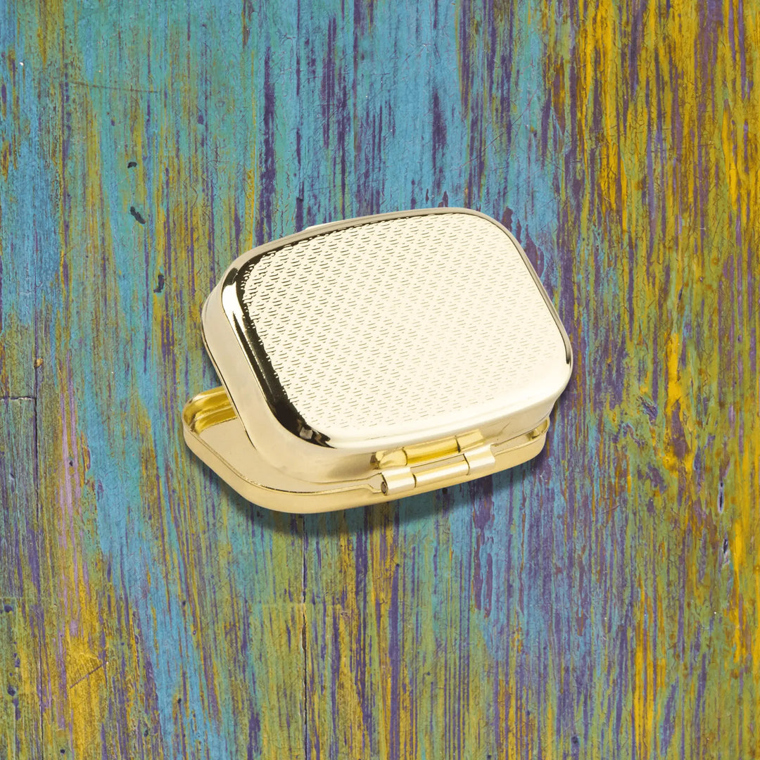 "Happy Pills" Vintage Metal Pill Case with Mirror - Serene Crafts Hub