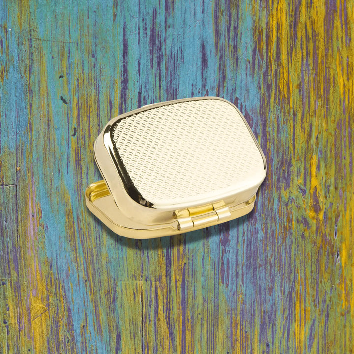 "Happy Pills" Vintage Metal Pill Case with Mirror - Serene Crafts Hub