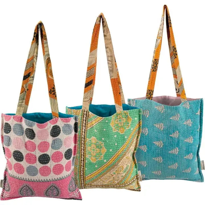 Kantha Tote Bag: A One - of - a - Kind Work of Art - Serene Crafts Hub