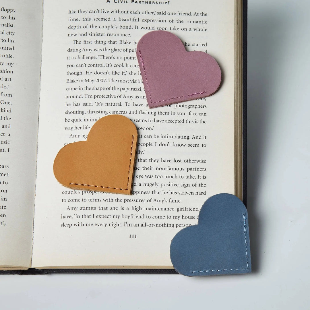 Leather Heart Bookmarks, Cute Bookmarks, Corner Bookmarks - Serene Crafts Hub
