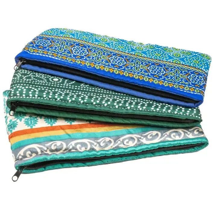 Makeup Bag Upcycled Sari Handmade - Serene Crafts Hub
