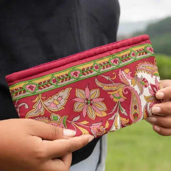 Makeup Bag Upcycled Sari Handmade - Serene Crafts Hub