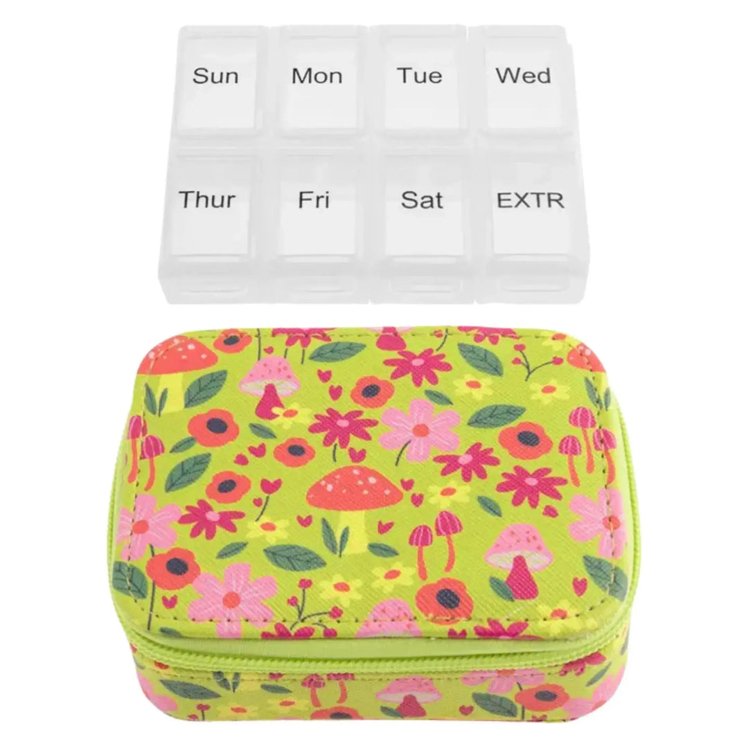 Mushroom Design Travel Medication Case - Serene Crafts Hub