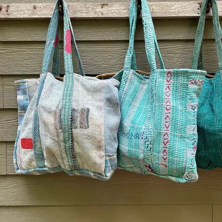 Overnight Kantha Tote Bags | Recycled Saris 100% Cotton - Serene Crafts Hub