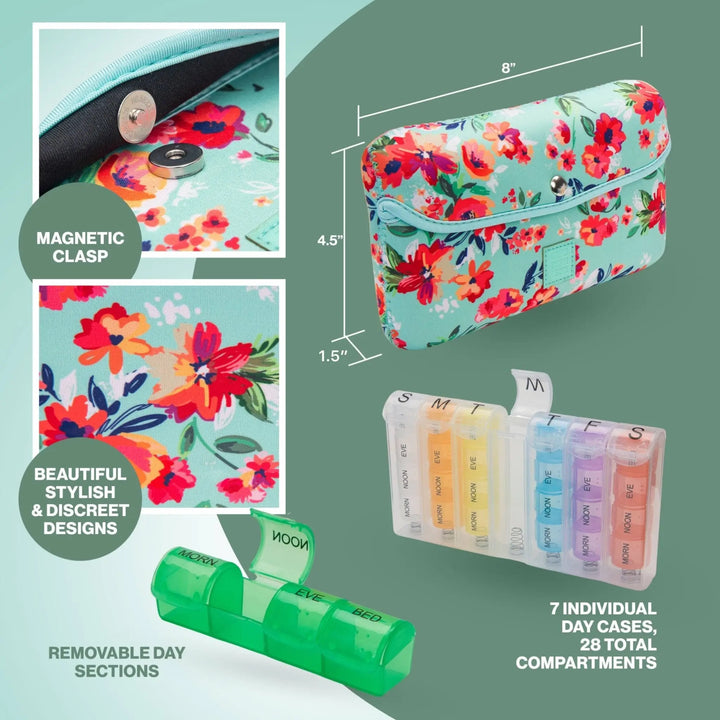 Pill Case Large 7 - Day / 28 Compartments: Tie Dye - Serene Crafts Hub