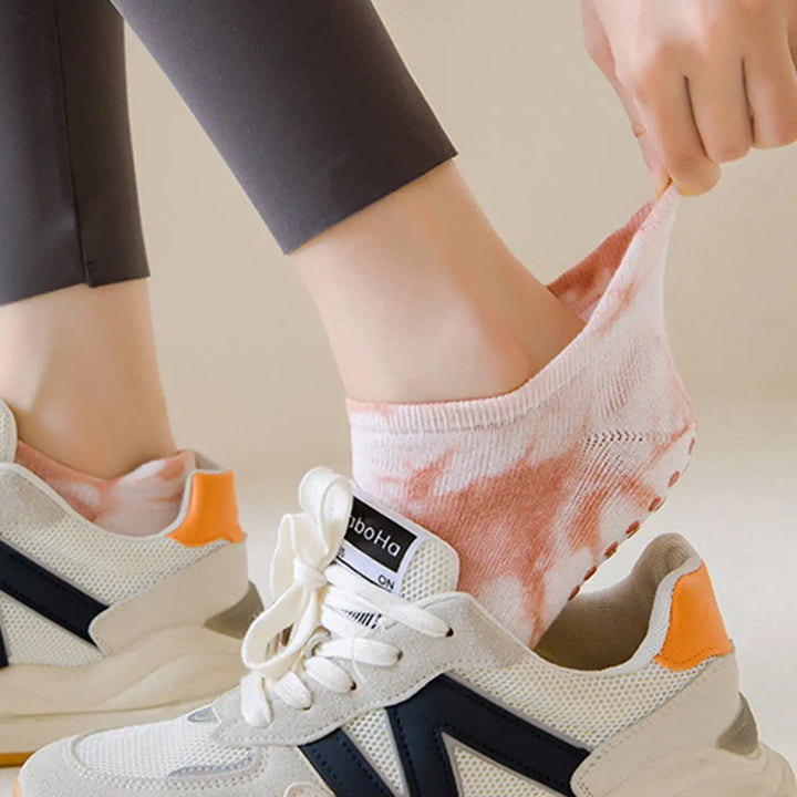 Stay Grounded: Low - Cut Non - Slip Yoga/Pilates Socks - Tie Dye - Serene Crafts Hub