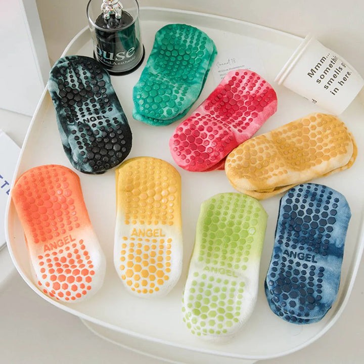 Stay Grounded: Low - Cut Non - Slip Yoga/Pilates Socks - Tie Dye - Serene Crafts Hub