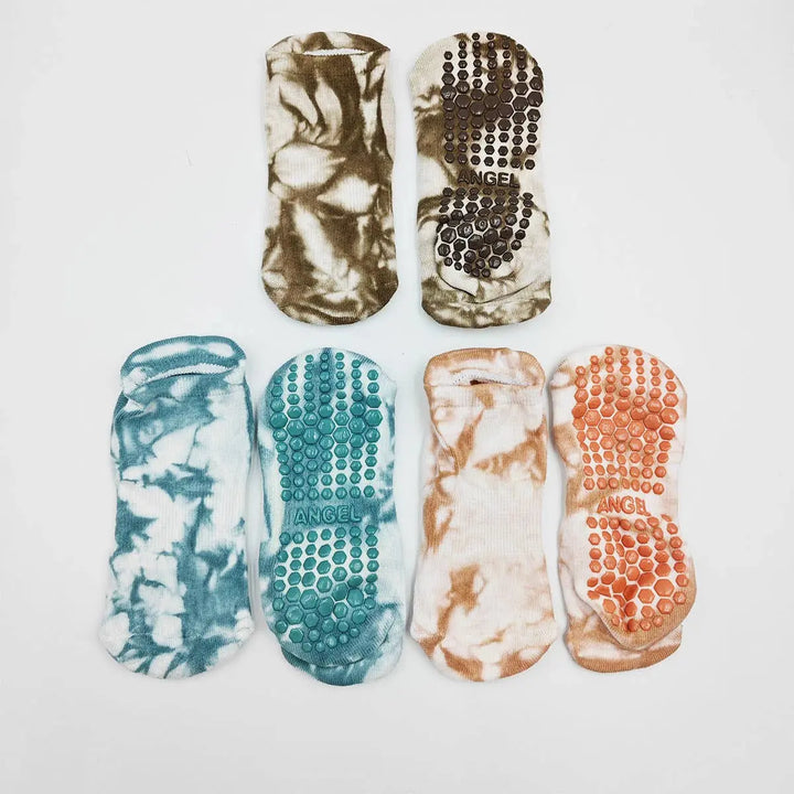 Stay Grounded: Low - Cut Non - Slip Yoga/Pilates Socks - Tie Dye - Serene Crafts Hub