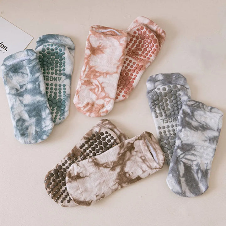 Stay Grounded: Low - Cut Non - Slip Yoga/Pilates Socks - Tie Dye - Serene Crafts Hub