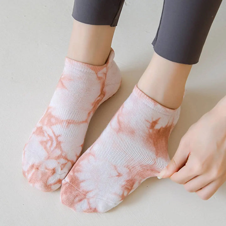 Stay Grounded: Low - Cut Non - Slip Yoga/Pilates Socks - Tie Dye - Serene Crafts Hub