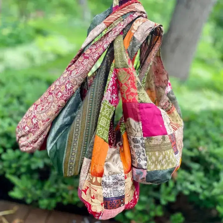 The Reversible Silk Sari Tote: Sustainable Style, Unexpected Colors - Serene Crafts Hub