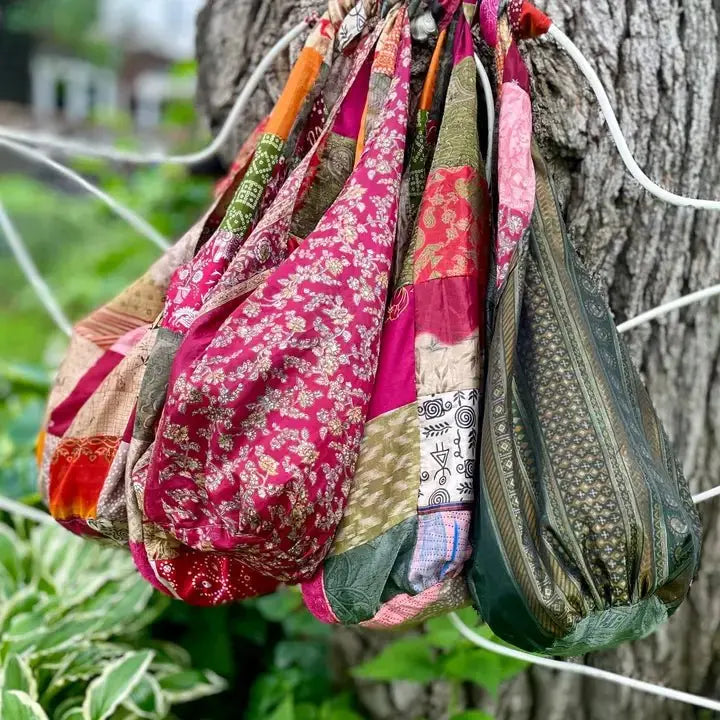 The Reversible Silk Sari Tote: Sustainable Style, Unexpected Colors - Serene Crafts Hub