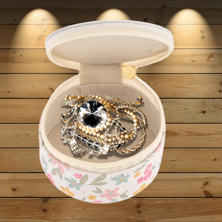 Think Happy Round Travel Medication or Jewelry Case, cute pill case - Serene Crafts Hub