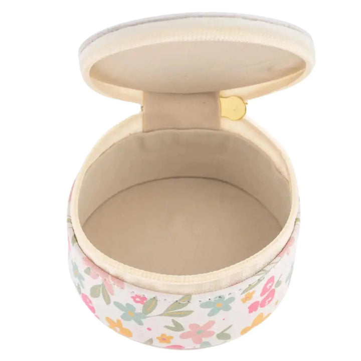 Think Happy Round Travel Medication or Jewelry Case, cute pill case - Serene Crafts Hub