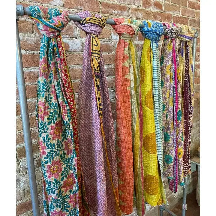 Unique Kantha Scarves, 100% Recycled Sari Cotton - Serene Crafts Hub