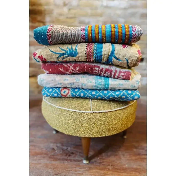Unique Kantha Throw/Quilt, Lightweight Beautiful Unique Designs - Serene Crafts Hub