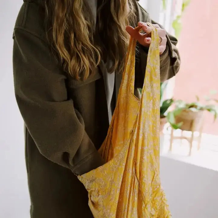 Upcycled Sari Shopping Tote Bag: Eco - Friendly & One - of - a - Kind - Serene Crafts Hub