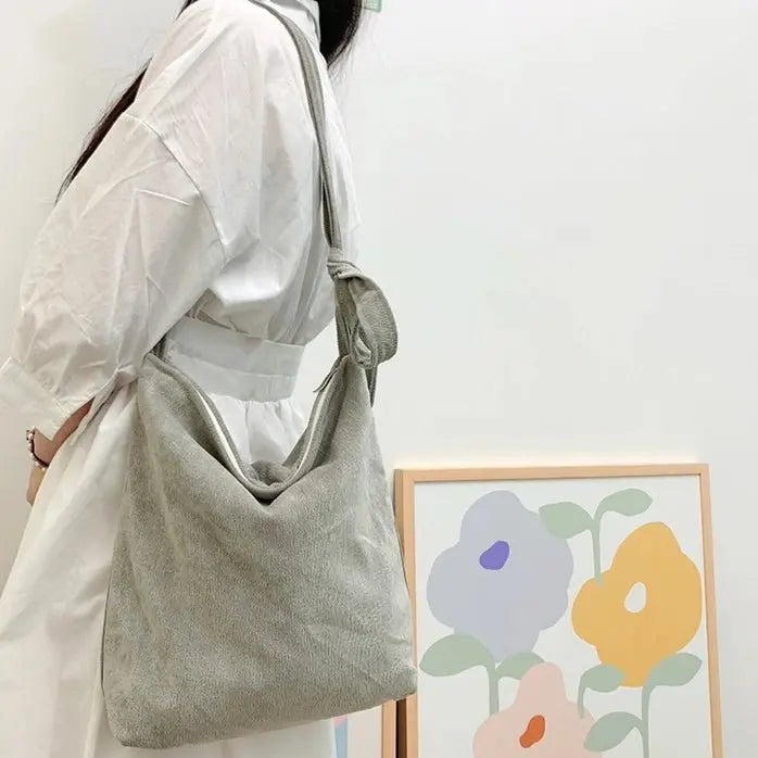 Vintage Corduroy Shoulder Tote - Serene Crafts Hub
