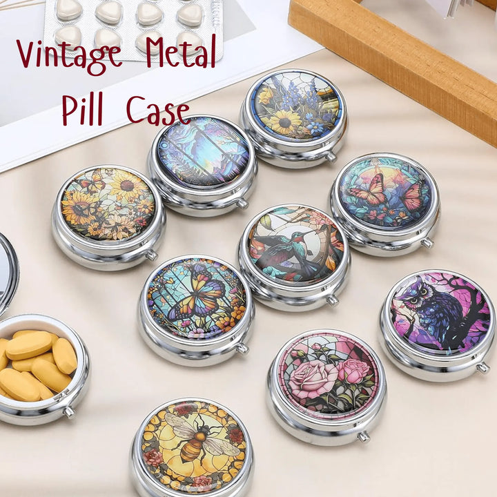 Vintage Round Metal Pill Box - Serene Crafts Hub