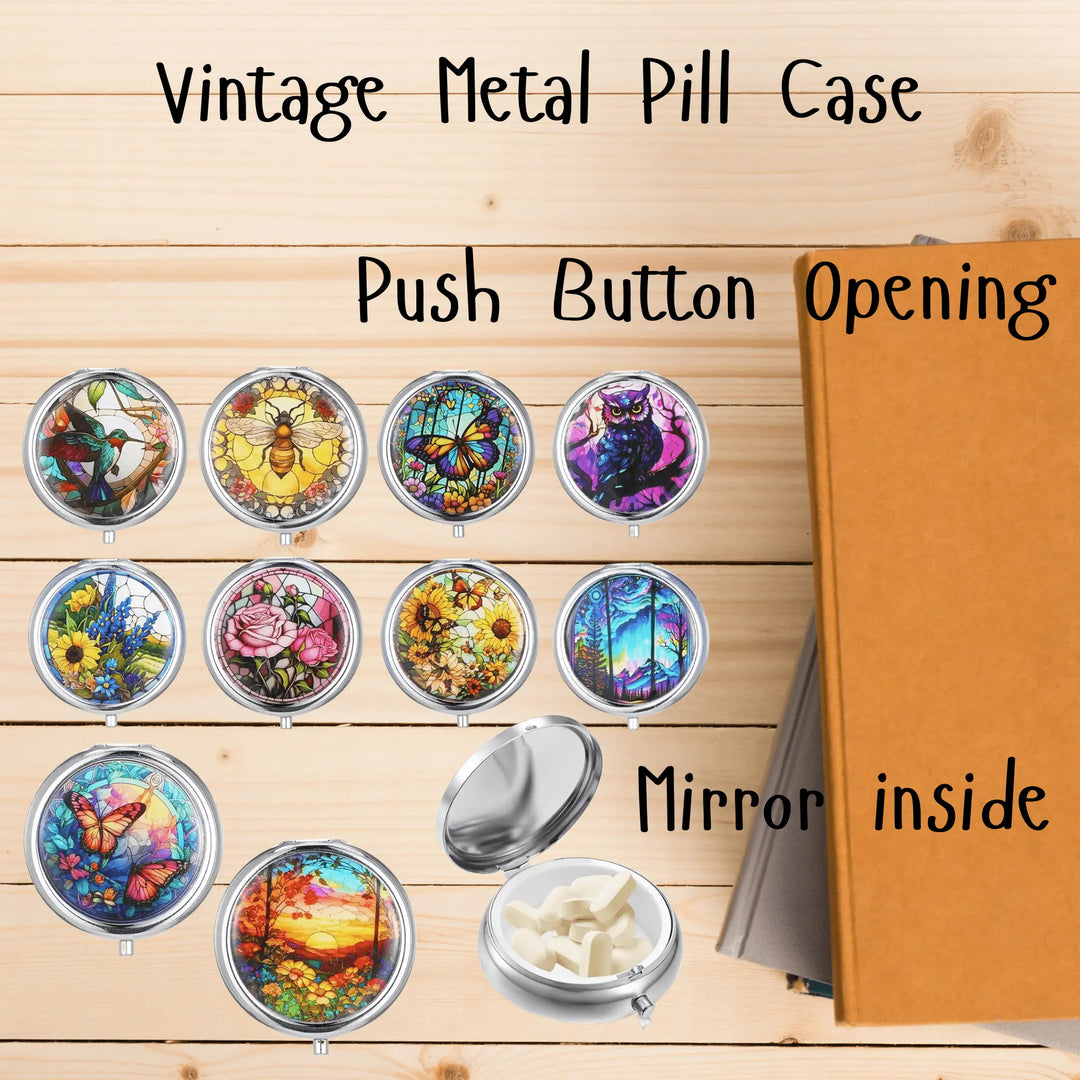 Vintage Round Metal Pill Box - Serene Crafts Hub