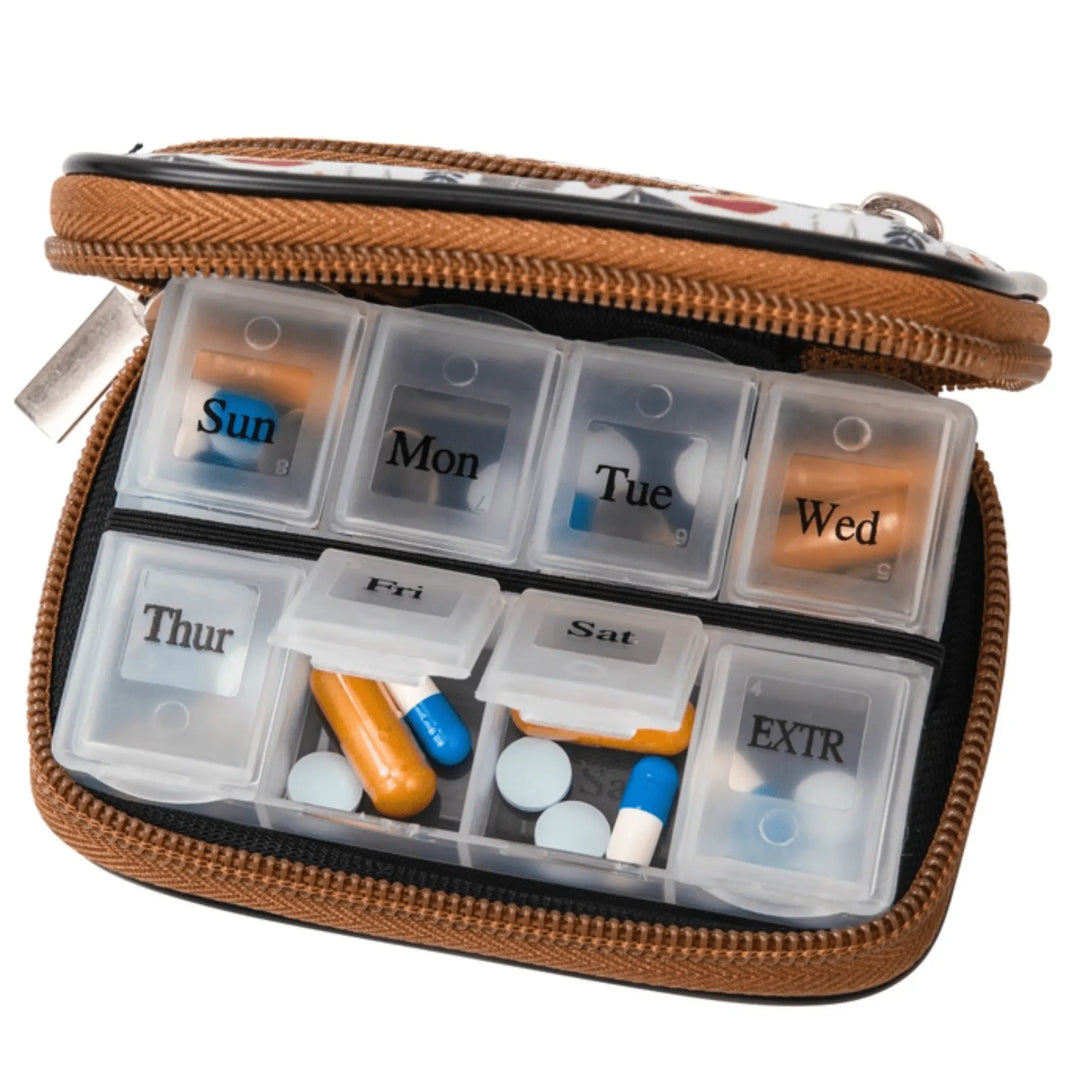 Woodsy, Brown, Cute Pill Case - Weekly 7 - Day Medicine Organizer: Light Brown Woods - Serene Crafts Hub