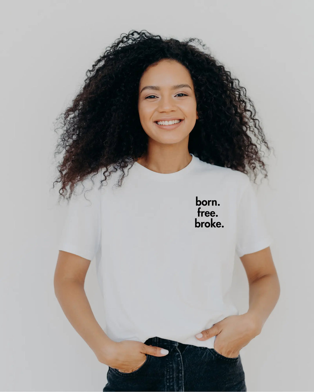 Gen X Tee – “born.free.broke.” – Big X Back Print Serene Crafts Hub