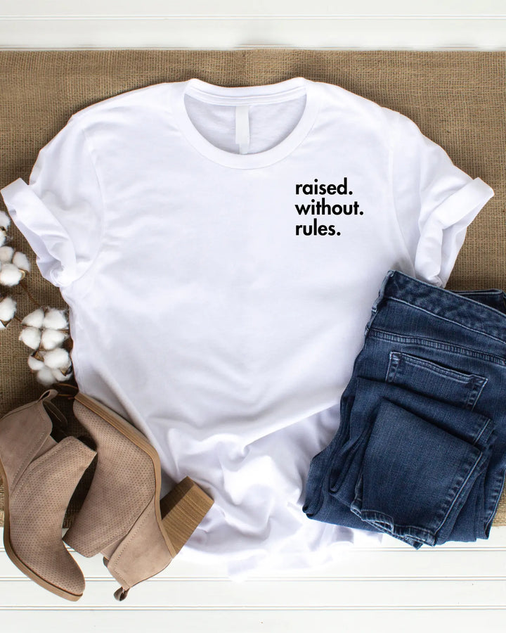 Gen X Tee – “raised. without. rules.” – Big X Back Print Serene Crafts Hub
