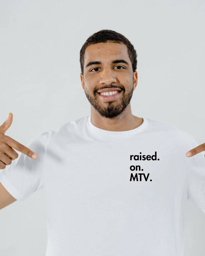 Gen X Tee – “raised. on. MTV.  ” – Big X Back Print Serene Crafts Hub