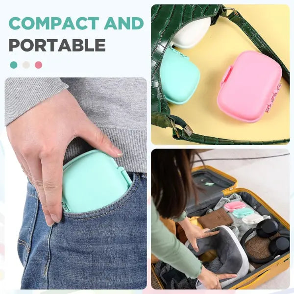 Travel Pill Case with Labels – 8-Compartment Portable Medicine Organizer Box for Vitamins & Supplements (White, Teal, Pink) - Serene Crafts Hub