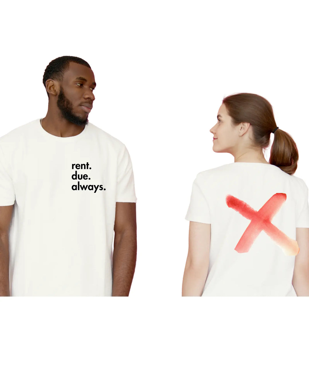 Gen X Tee – “rent. due. always. ” – Big X Back Print Serene Crafts Hub