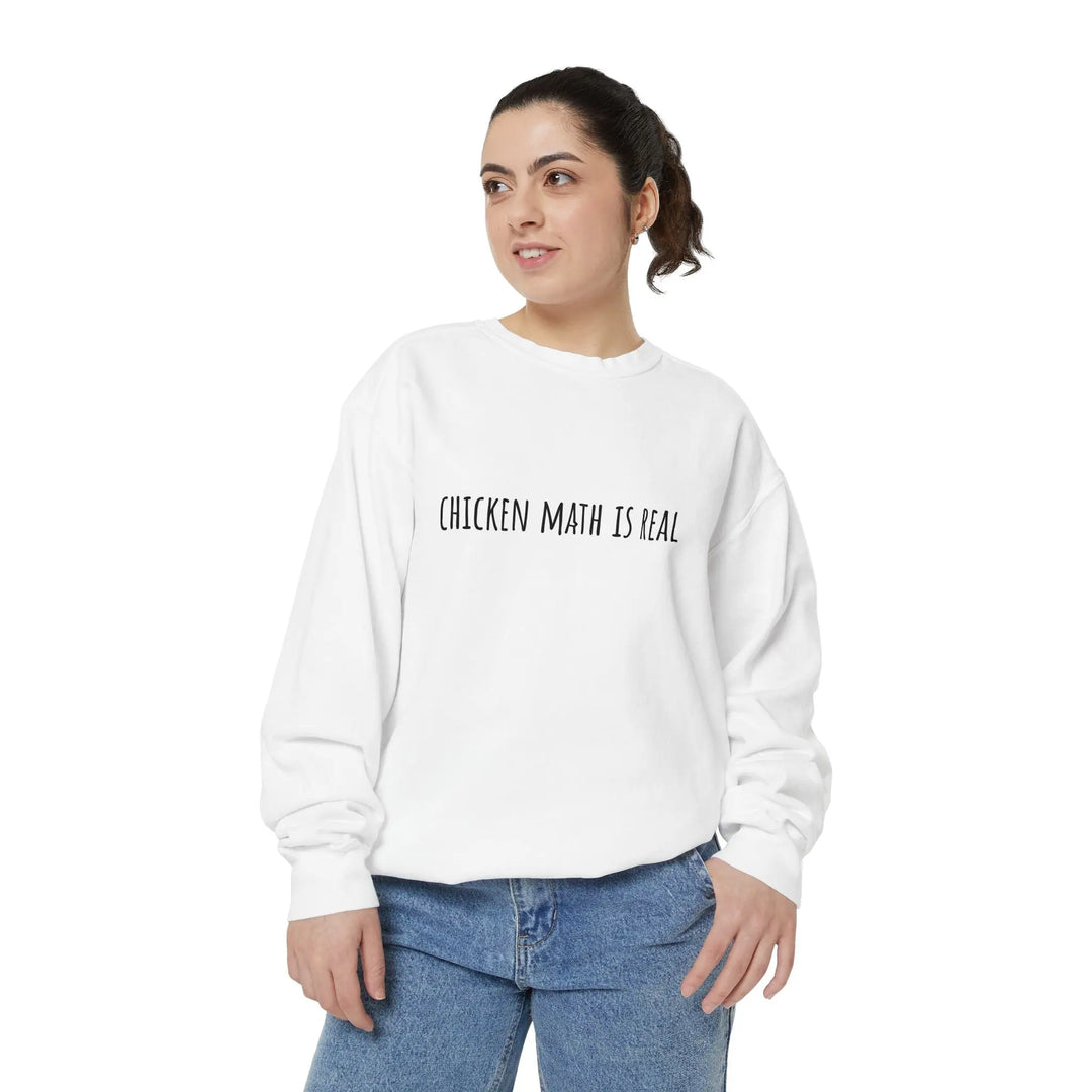 Chicken Math Is Real Funny Farm Life Crewneck Sweatshirt - Serene Crafts Hub