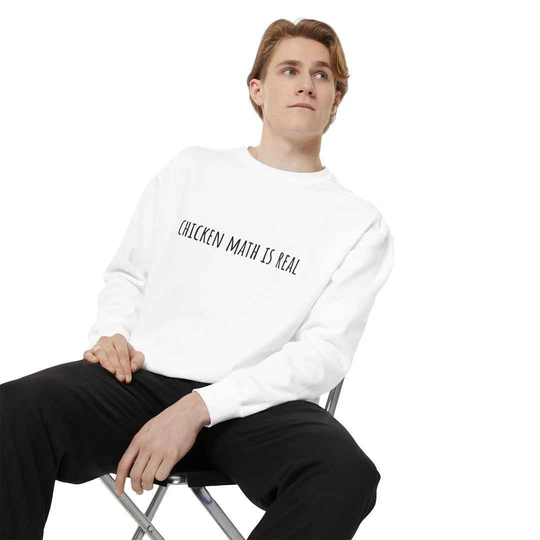 Chicken Math Is Real Funny Farm Life Crewneck Sweatshirt - Serene Crafts Hub