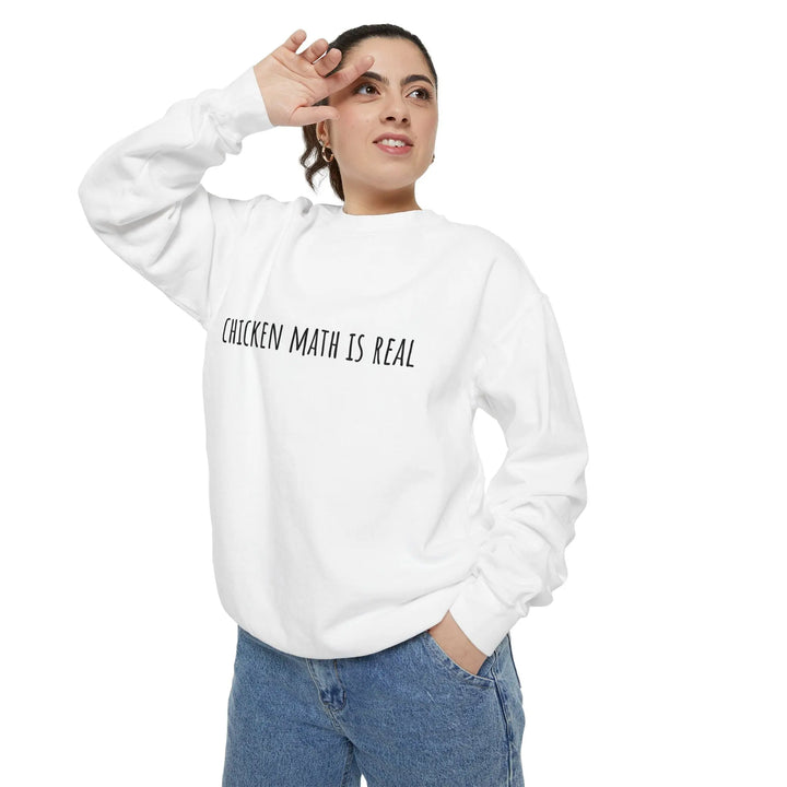 Chicken Math Is Real Funny Farm Life Crewneck Sweatshirt - Serene Crafts Hub
