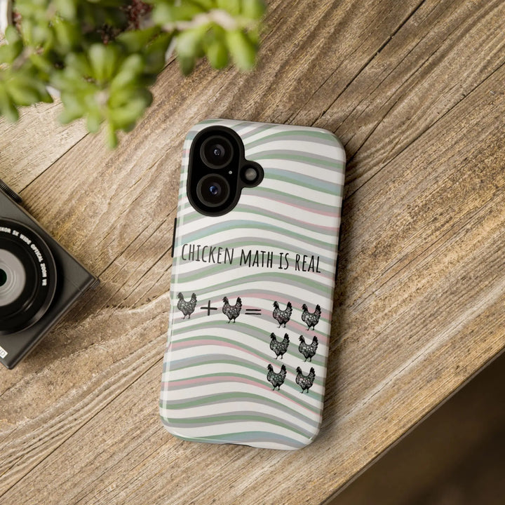 Chicken Math Is Real – Funny Striped Chicken Phone Case - Serene Crafts Hub