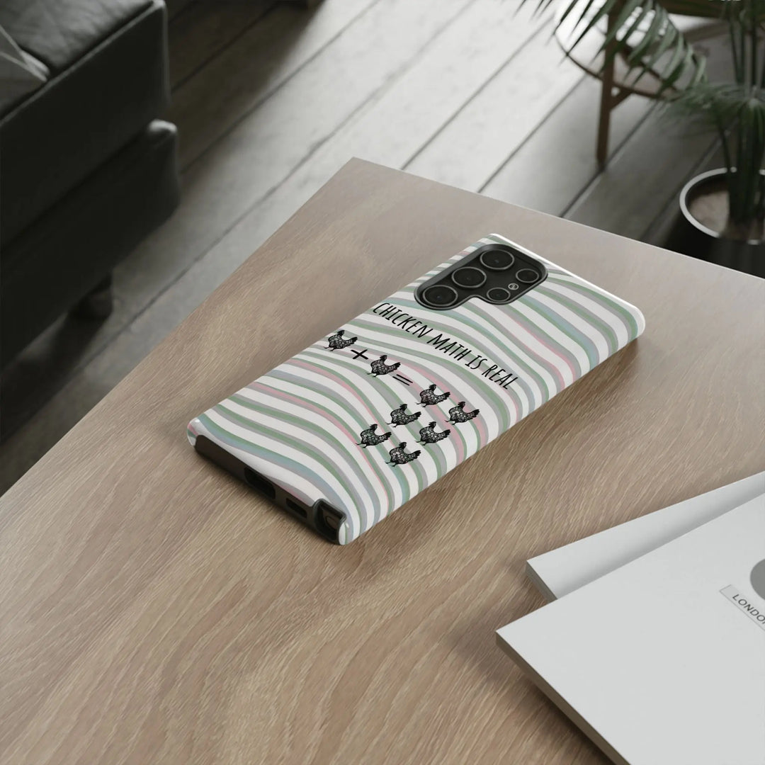 Chicken Math Is Real – Funny Striped Chicken Phone Case - Serene Crafts Hub