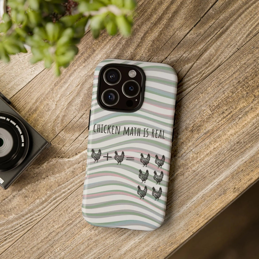 Chicken Math Is Real – Funny Striped Chicken Phone Case - Serene Crafts Hub