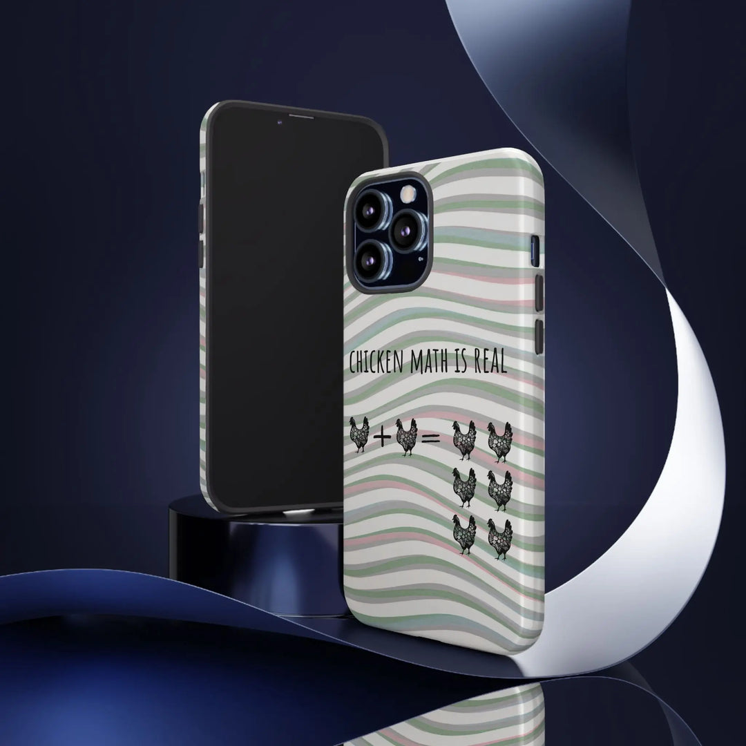 Chicken Math Is Real – Funny Striped Chicken Phone Case - Serene Crafts Hub