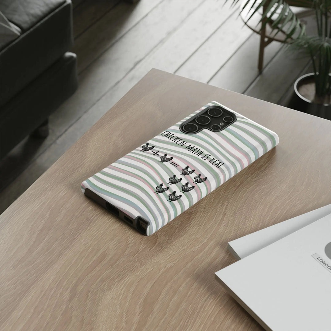 Chicken Math Is Real – Funny Striped Chicken Phone Case - Serene Crafts Hub